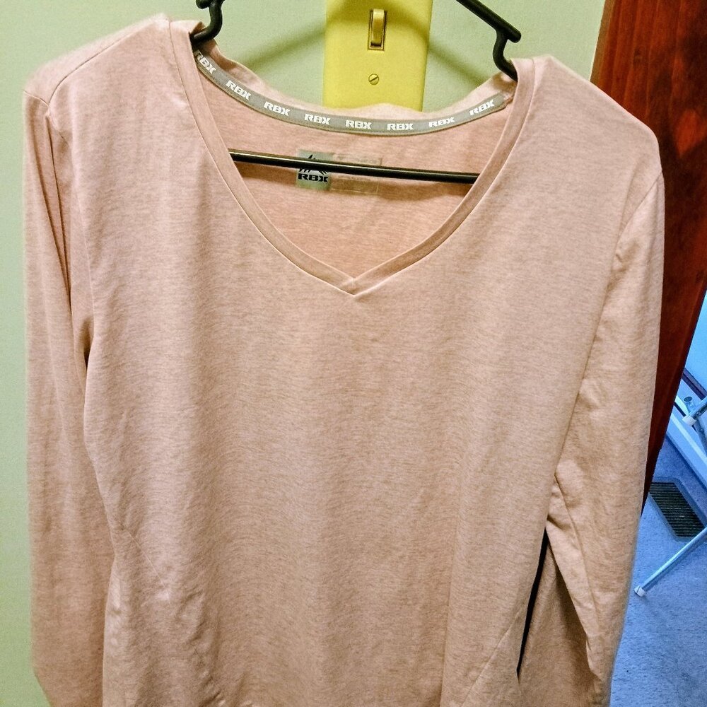 Stretchy silky pink V-neck size large